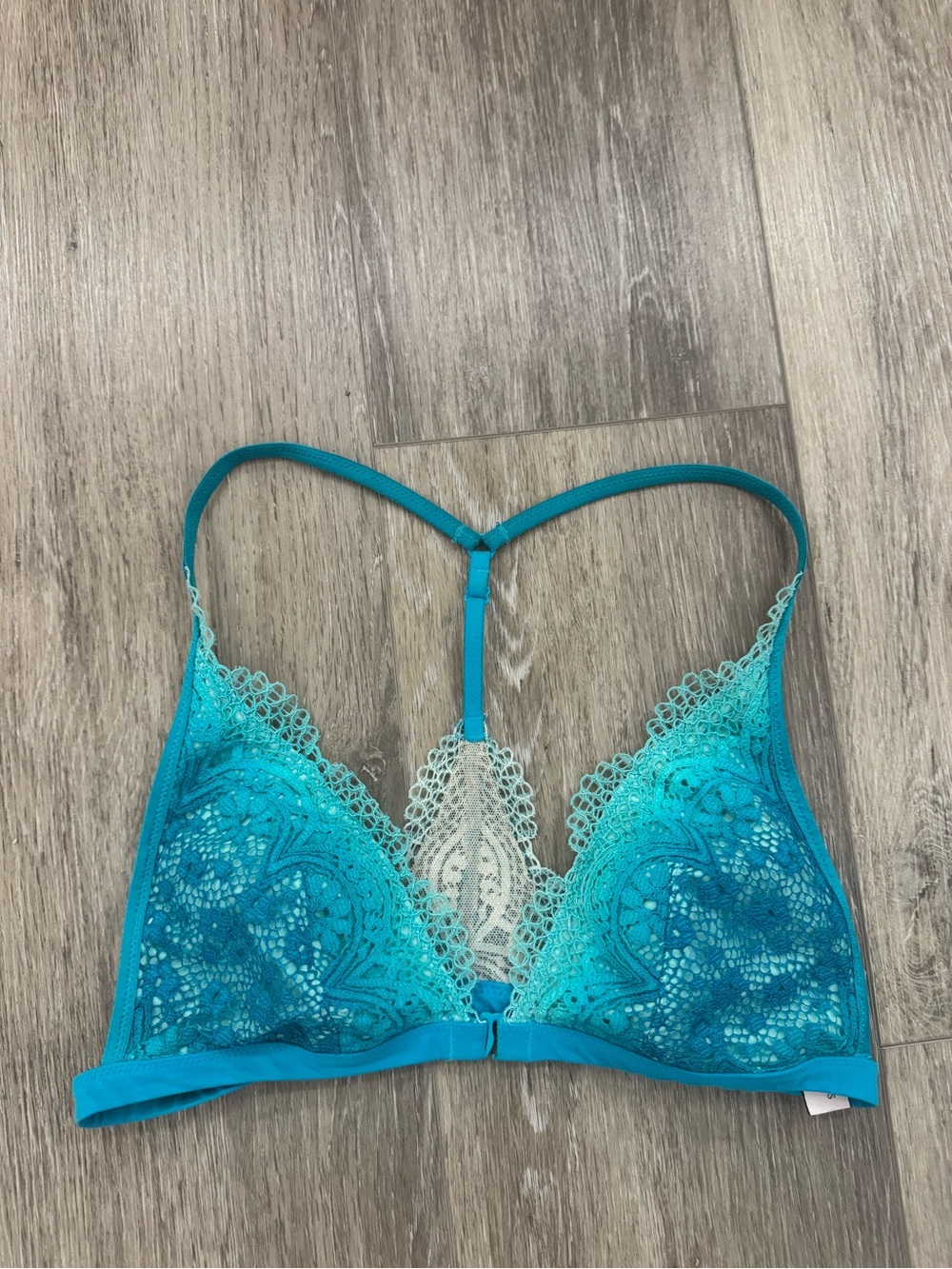 Victoria's Secret Teal Lace Plunge Bralette with Aqua Accents